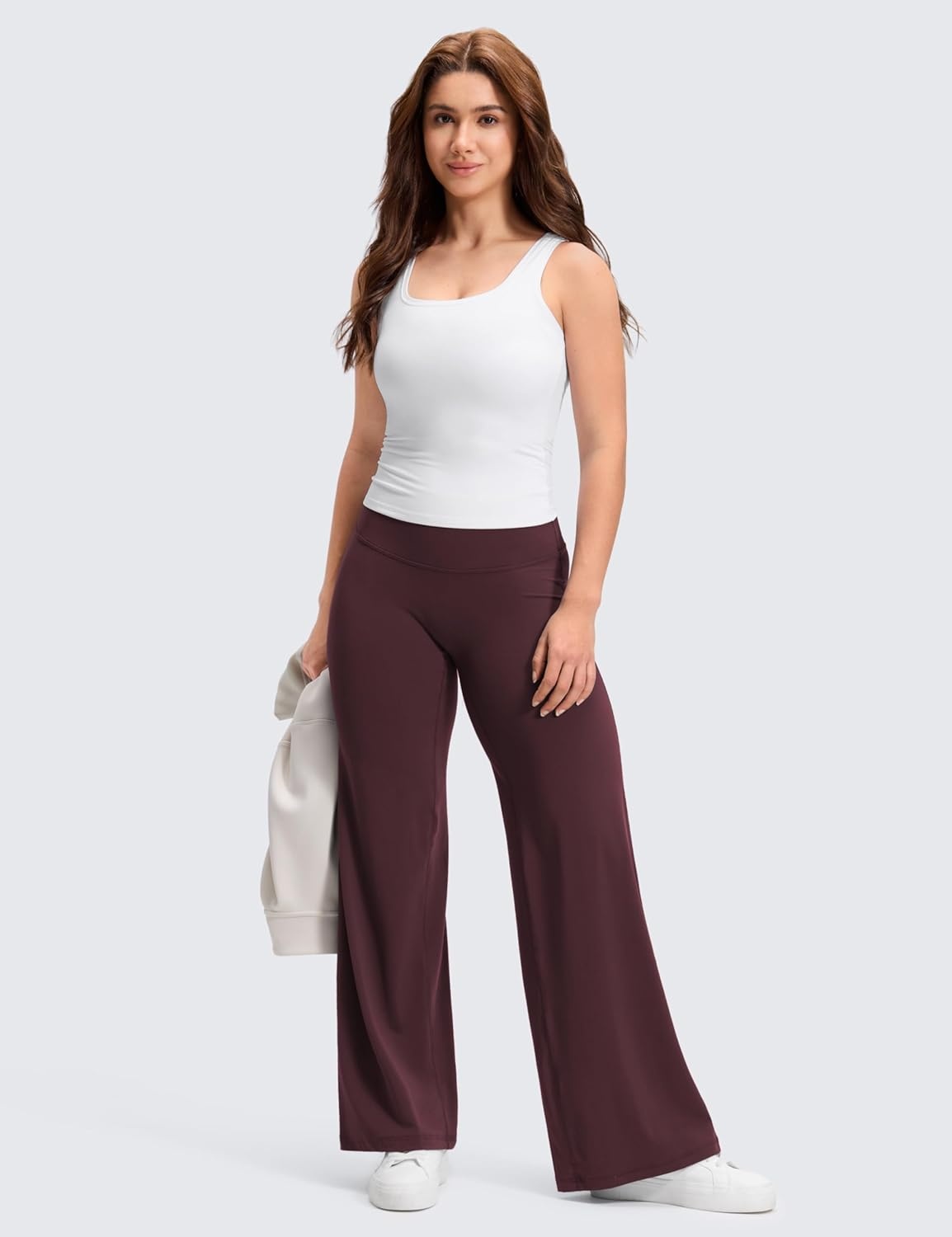 image:imageCRZ YOGA Softretch No Front Seam Wide Leg Pants 28 30 32 for Women High Waist Yoga Lounge Buttery Soft Comfy CasualRipe Plum