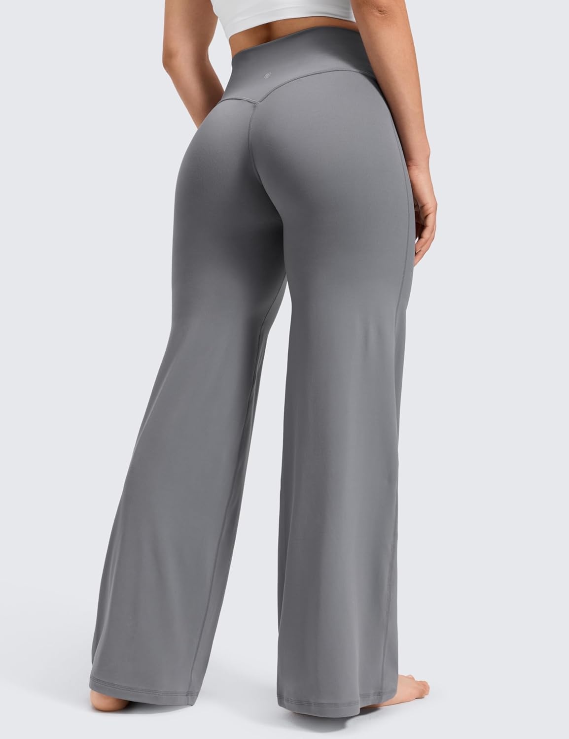 image:imageCRZ YOGA Softretch No Front Seam Wide Leg Pants 28 30 32 for Women High Waist Yoga Lounge Buttery Soft Comfy CasualSolar Grey