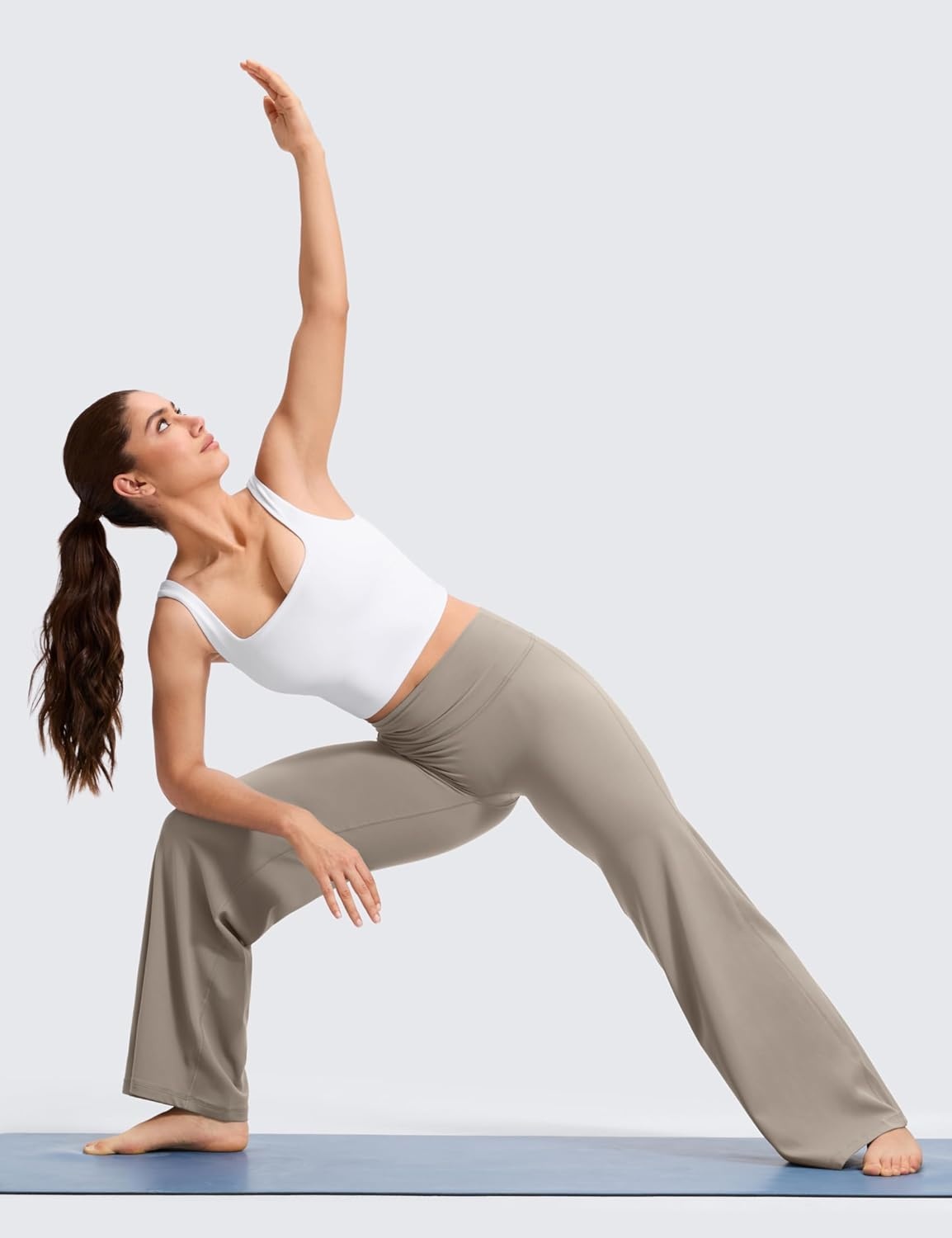 image:imageCRZ YOGA Softretch No Front Seam Wide Leg Pants 28 30 32 for Women High Waist Yoga Lounge Buttery Soft Comfy CasualWarm Ash Grey
