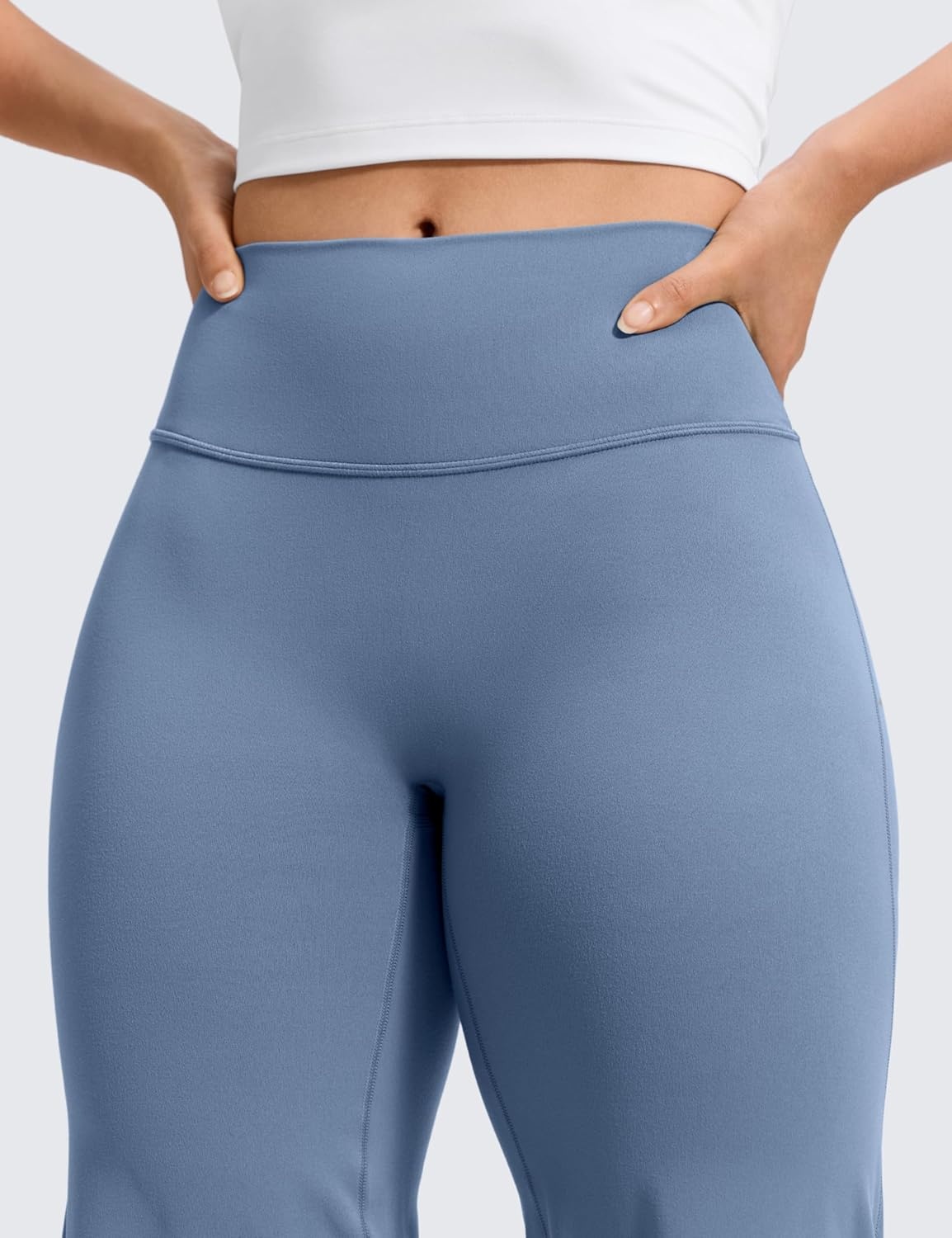 image:imageCRZ YOGA Softretch No Front Seam Wide Leg Pants 28 30 32 for Women High Waist Yoga Lounge Buttery Soft Comfy CasualWashed Denim