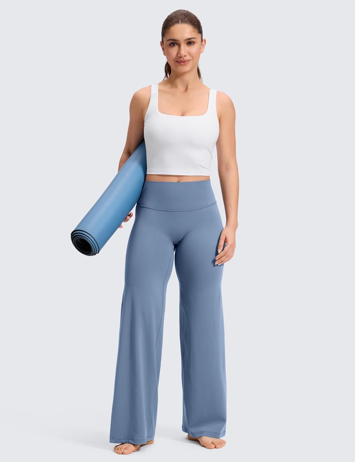 image:imageCRZ YOGA Softretch No Front Seam Wide Leg Pants 28 30 32 for Women High Waist Yoga Lounge Buttery Soft Comfy CasualWashed Denim