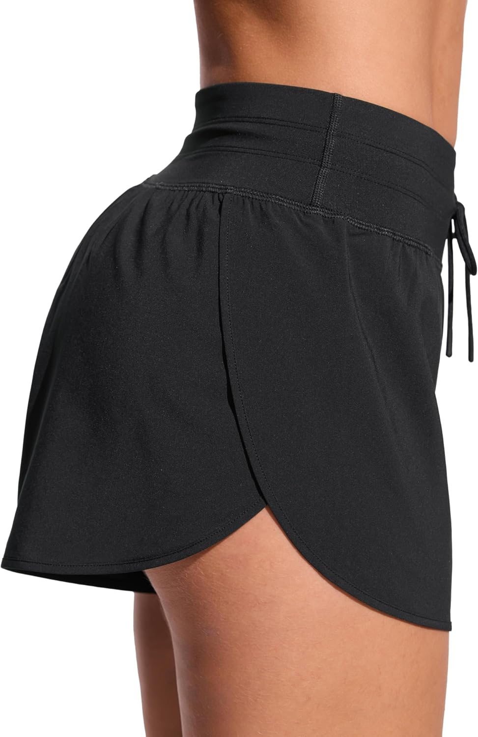 image:imageCRZ YOGA Split Dolphin Board Shorts for Women High Waisted Overlay Swim Skorts Bathing Suit Bottoms with Brief LinerBlack