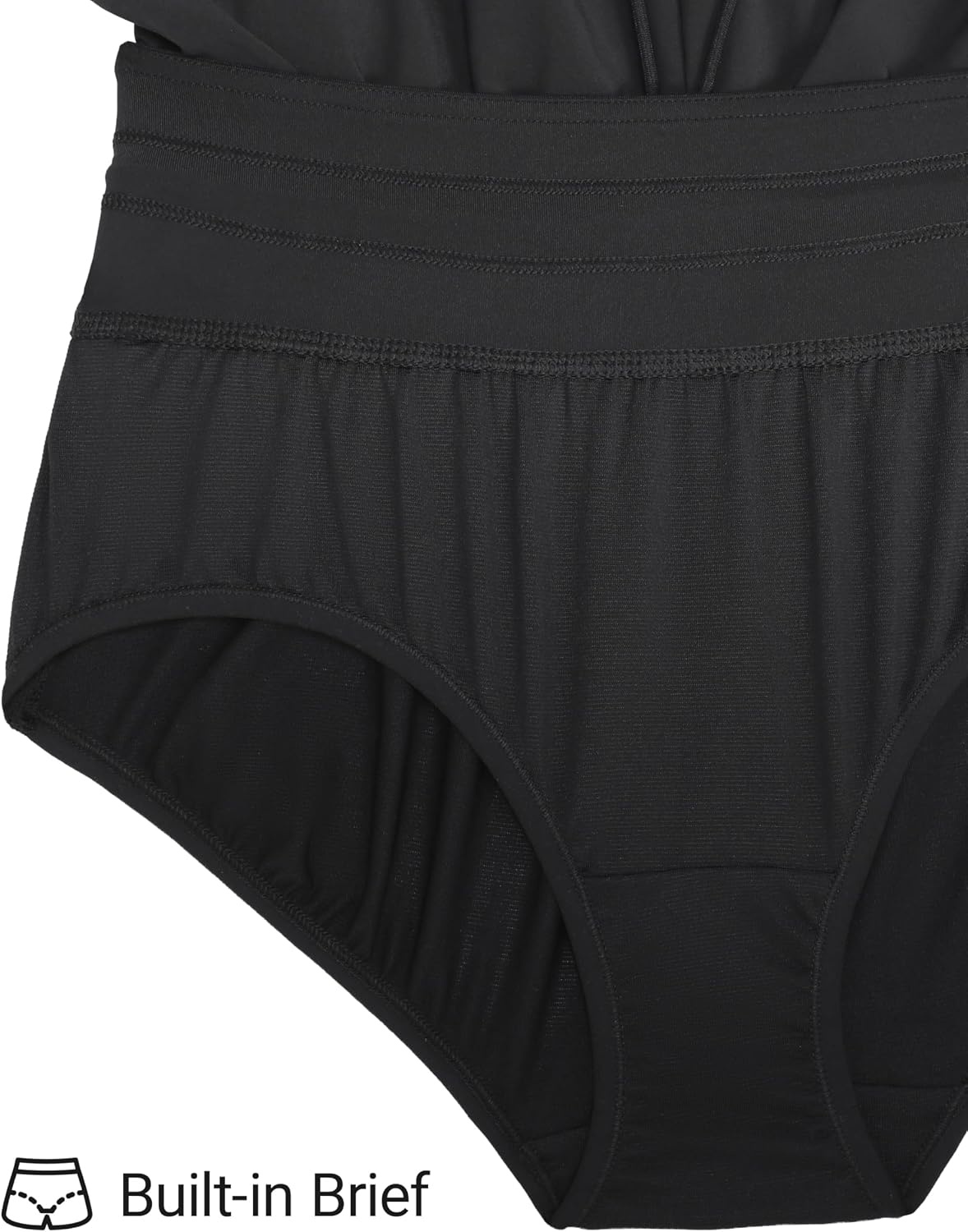 image:imageCRZ YOGA Split Dolphin Board Shorts for Women High Waisted Overlay Swim Skorts Bathing Suit Bottoms with Brief LinerBlack
