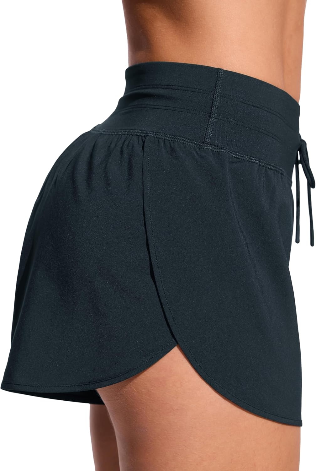 image:imageCRZ YOGA Split Dolphin Board Shorts for Women High Waisted Overlay Swim Skorts Bathing Suit Bottoms with Brief LinerTrue Navy