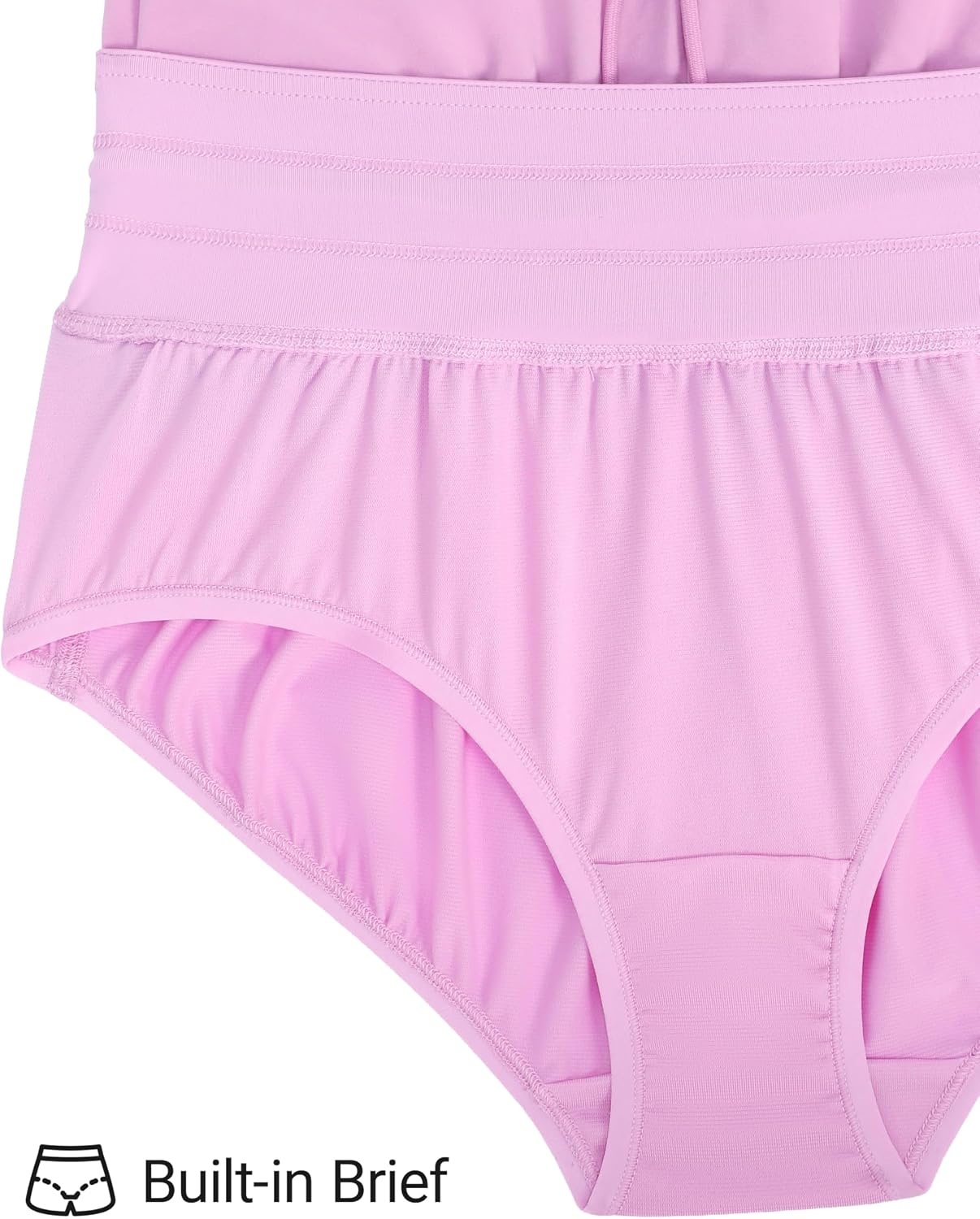 image:imageCRZ YOGA Split Dolphin Board Shorts for Women High Waisted Overlay Swim Skorts Bathing Suit Bottoms with Brief LinerVita Pink
