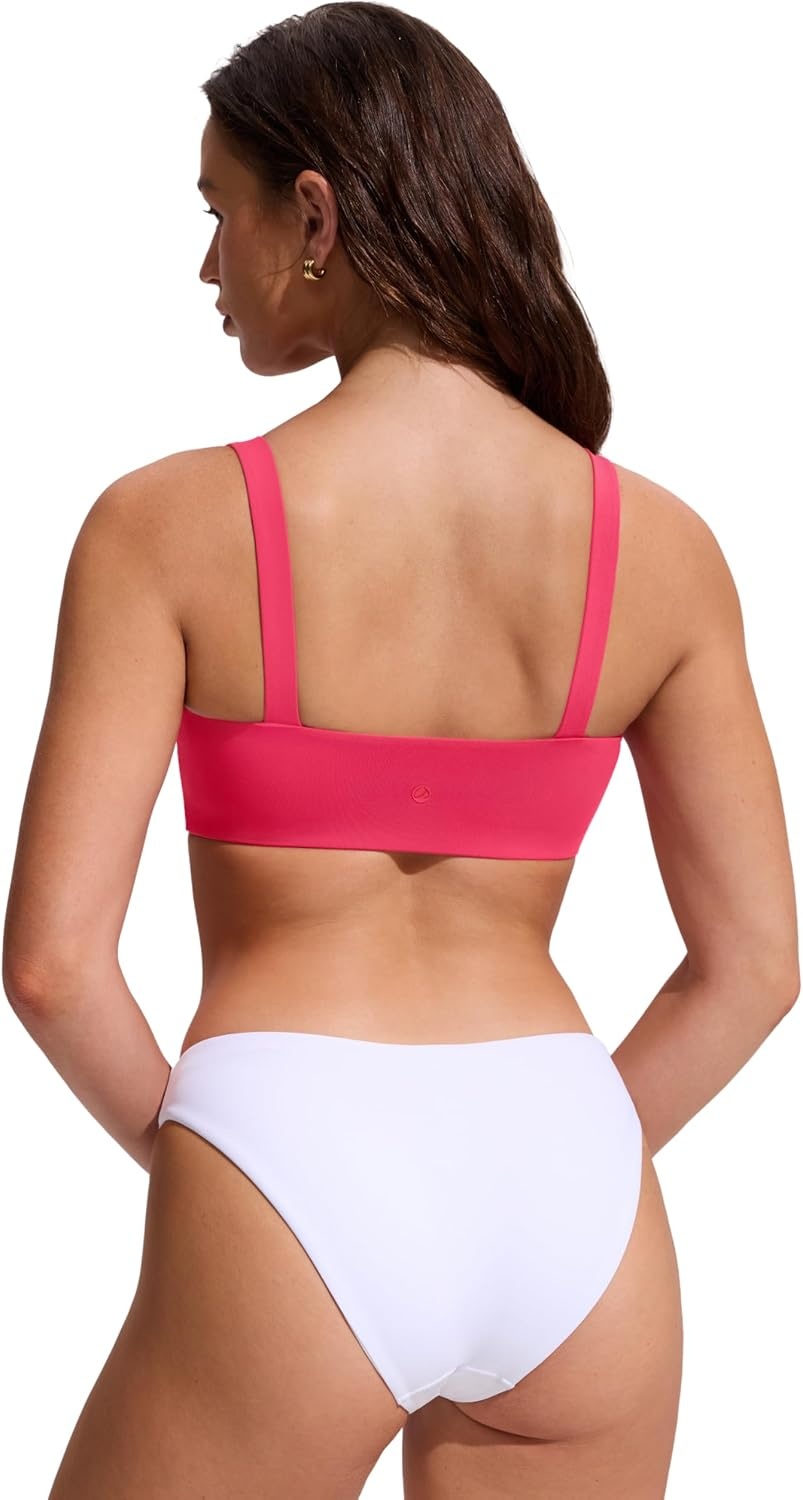 image:imageCRZ YOGA Square Neck Bikini Tops for Women Padded Wide Straps Full Coverage Bathing Suit Swim BraMagenta