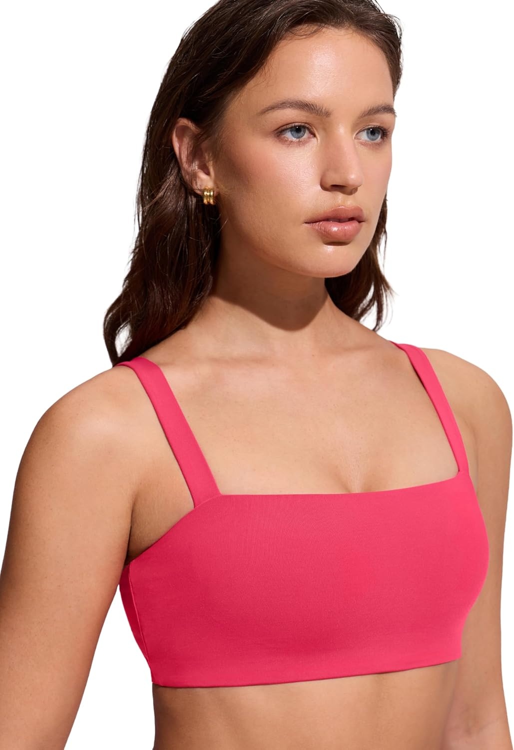 image:imageCRZ YOGA Square Neck Bikini Tops for Women Padded Wide Straps Full Coverage Bathing Suit Swim BraMagenta