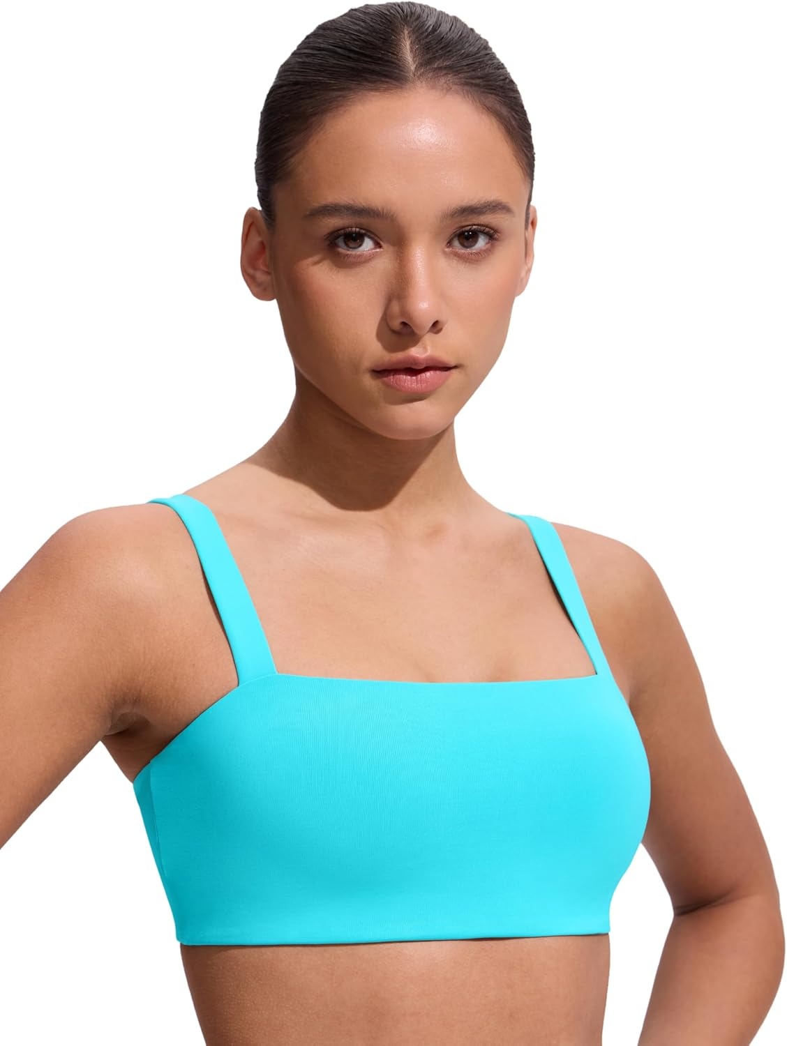 image:imageCRZ YOGA Square Neck Bikini Tops for Women Padded Wide Straps Full Coverage Bathing Suit Swim BraTurquoise