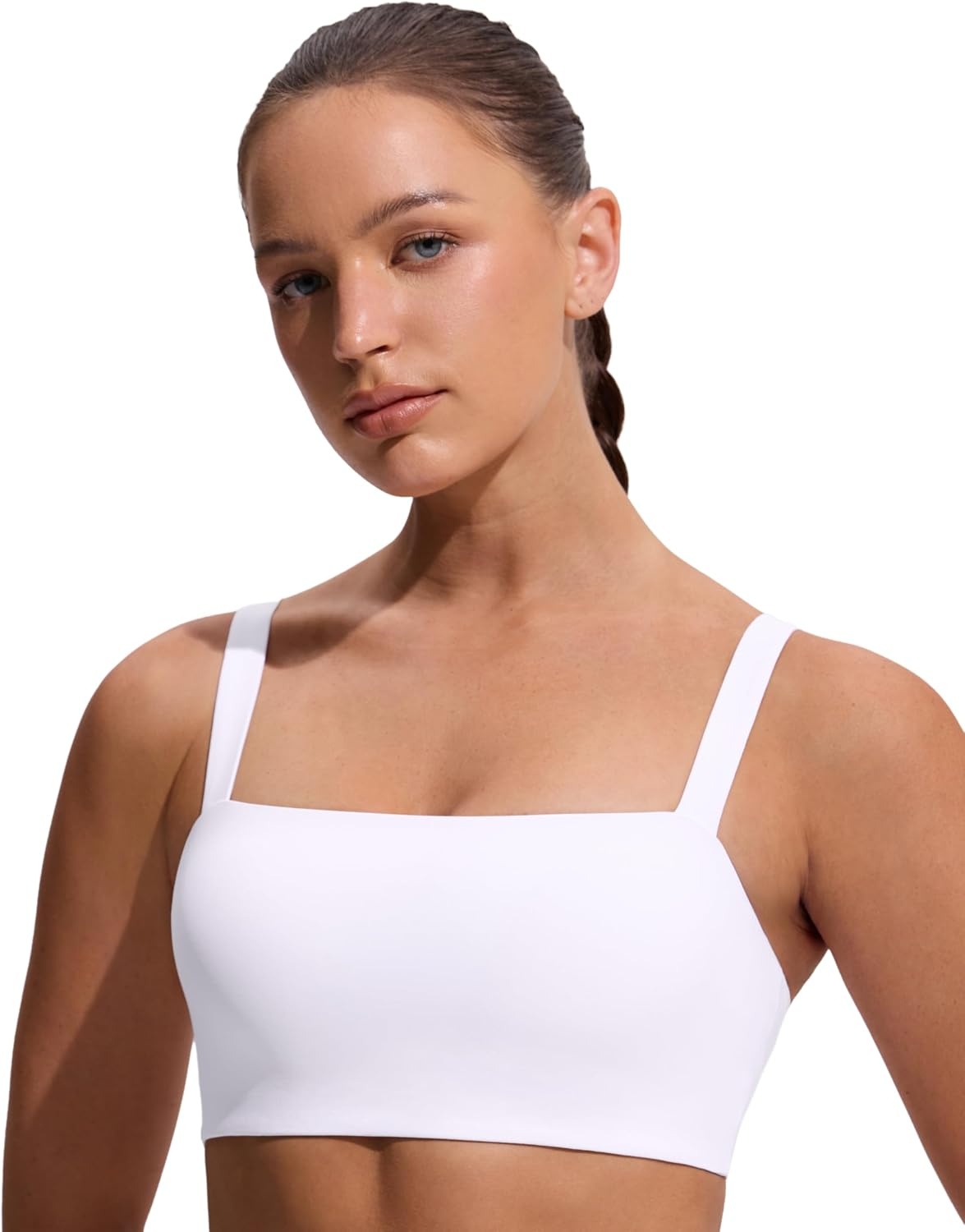 image:imageCRZ YOGA Square Neck Bikini Tops for Women Padded Wide Straps Full Coverage Bathing Suit Swim BraWhite
