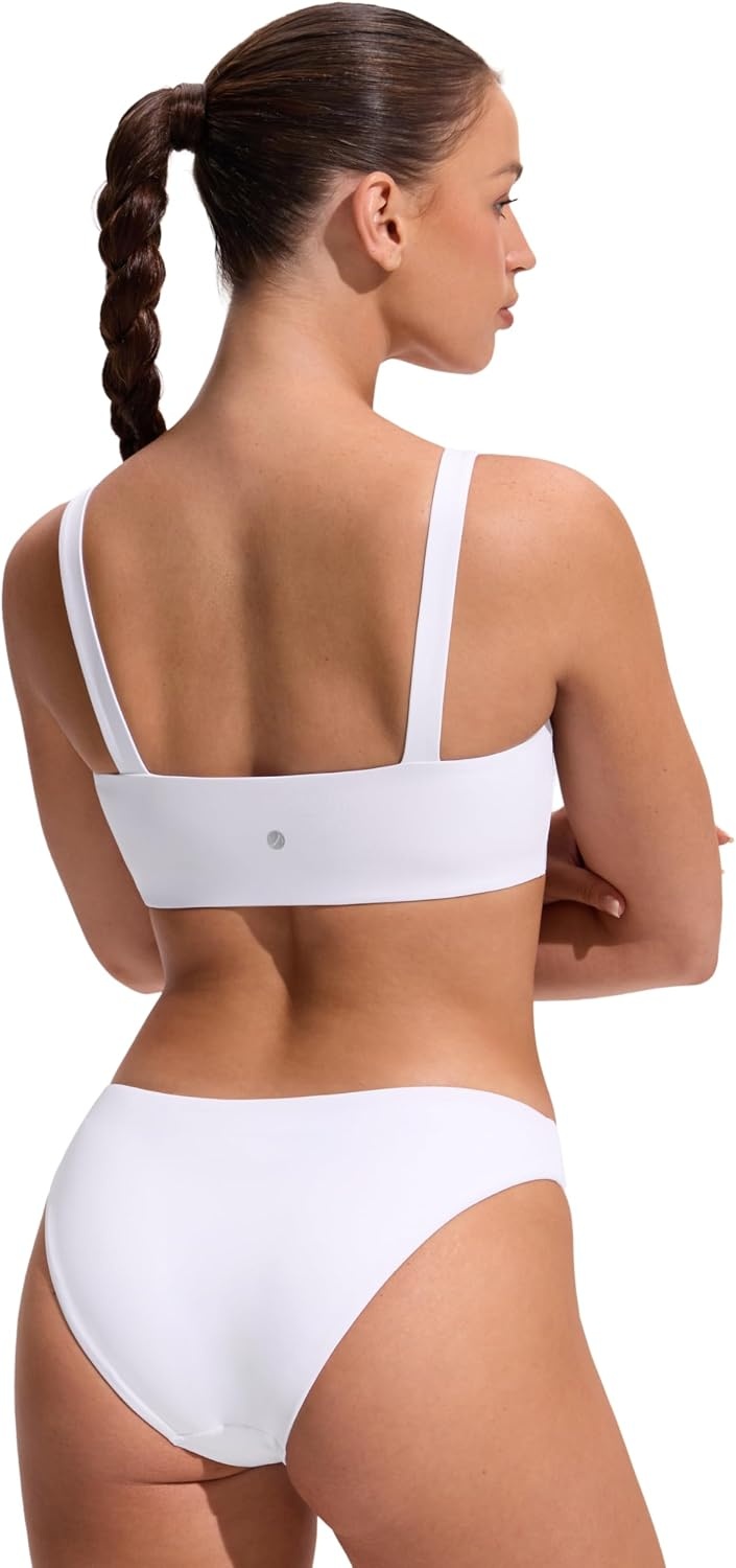 image:imageCRZ YOGA Square Neck Bikini Tops for Women Padded Wide Straps Full Coverage Bathing Suit Swim BraWhite