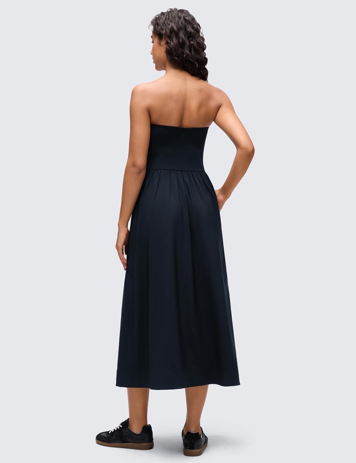 image:imageCRZ YOGA Strapless Tube Top Maxi Dress for Women Sleeveless Off Shoulder Flowy Casual Travel Outfits with Side PocketsTrue Navy