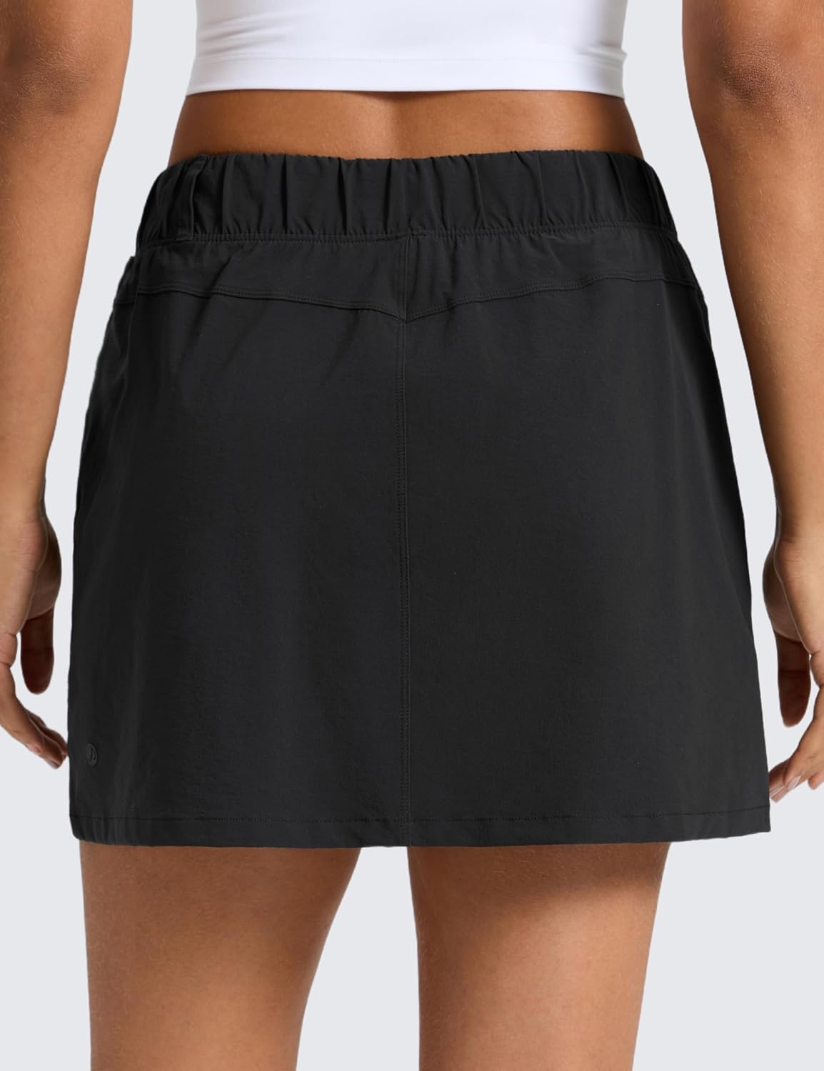 image:imageCRZ YOGA Stretch Adjustable Waist Hiking Skirts for Women Mini Lined High Rise Quick Dry Casual Skorts with Zipper PocketsBlack