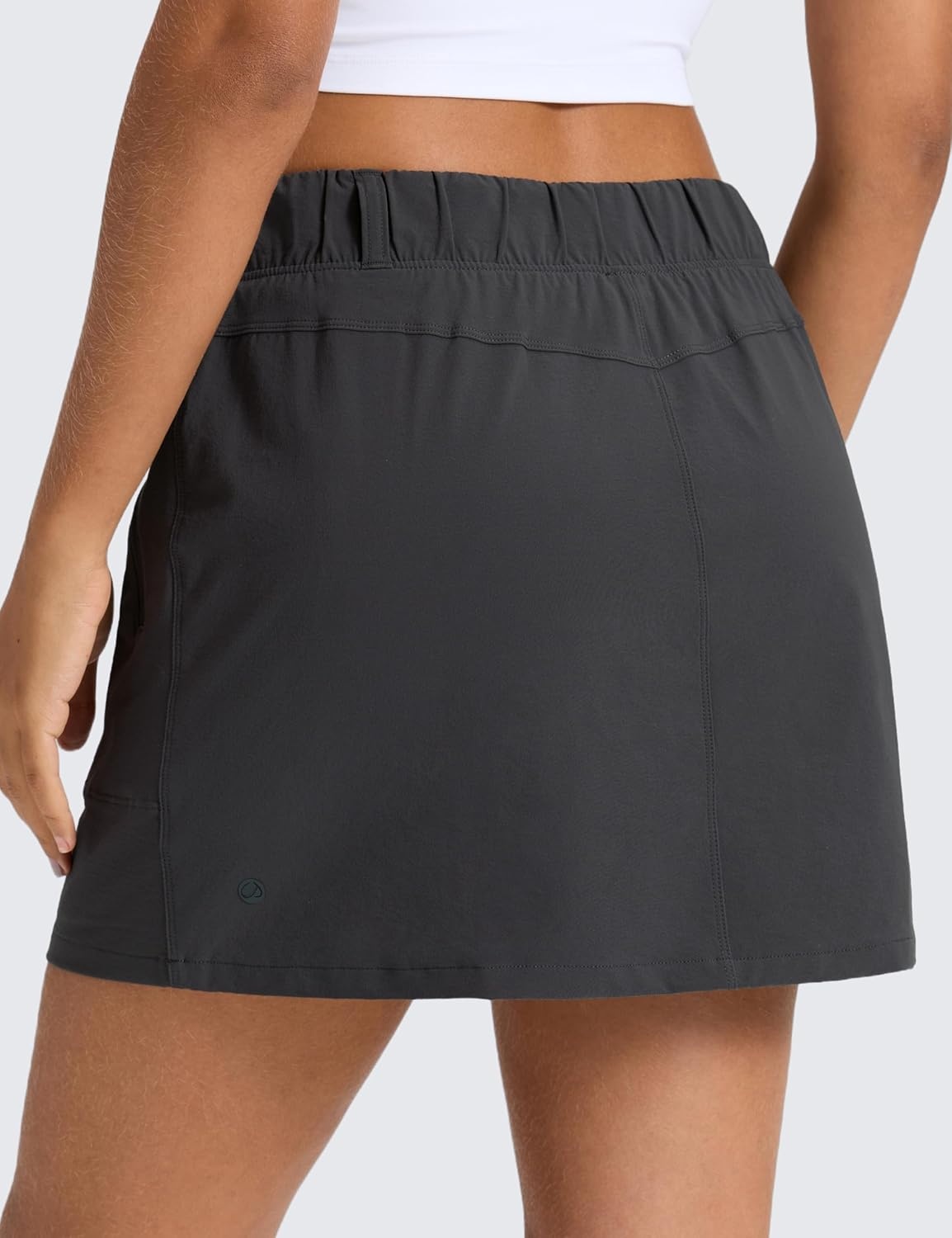 image:imageCRZ YOGA Stretch Adjustable Waist Hiking Skirts for Women Mini Lined High Rise Quick Dry Casual Skorts with Zipper PocketsInk Gray