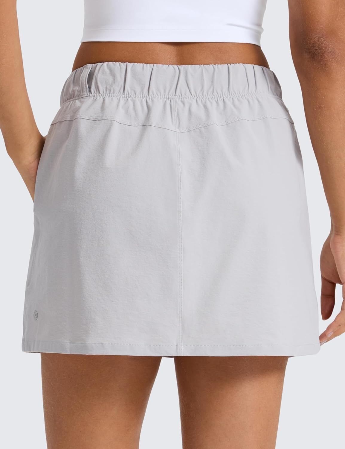 image:imageCRZ YOGA Stretch Adjustable Waist Hiking Skirts for Women Mini Lined High Rise Quick Dry Casual Skorts with Zipper PocketsPlatinum Grey