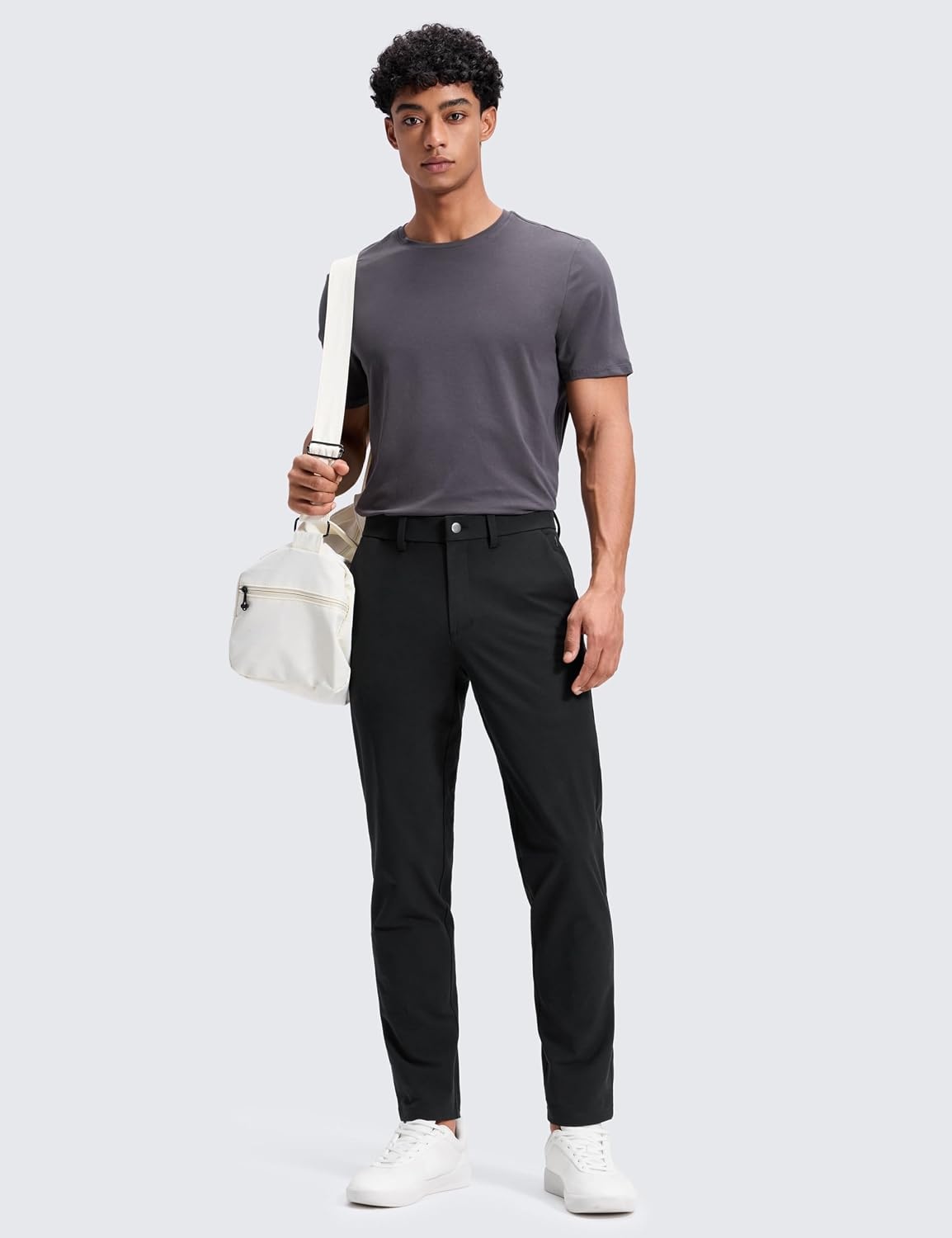image:imageCRZ YOGA Stretch Cotton Chino Pants for Men 3032 Breathable Work Casual Athletic Fit Twill Trousers with PocketsBlack