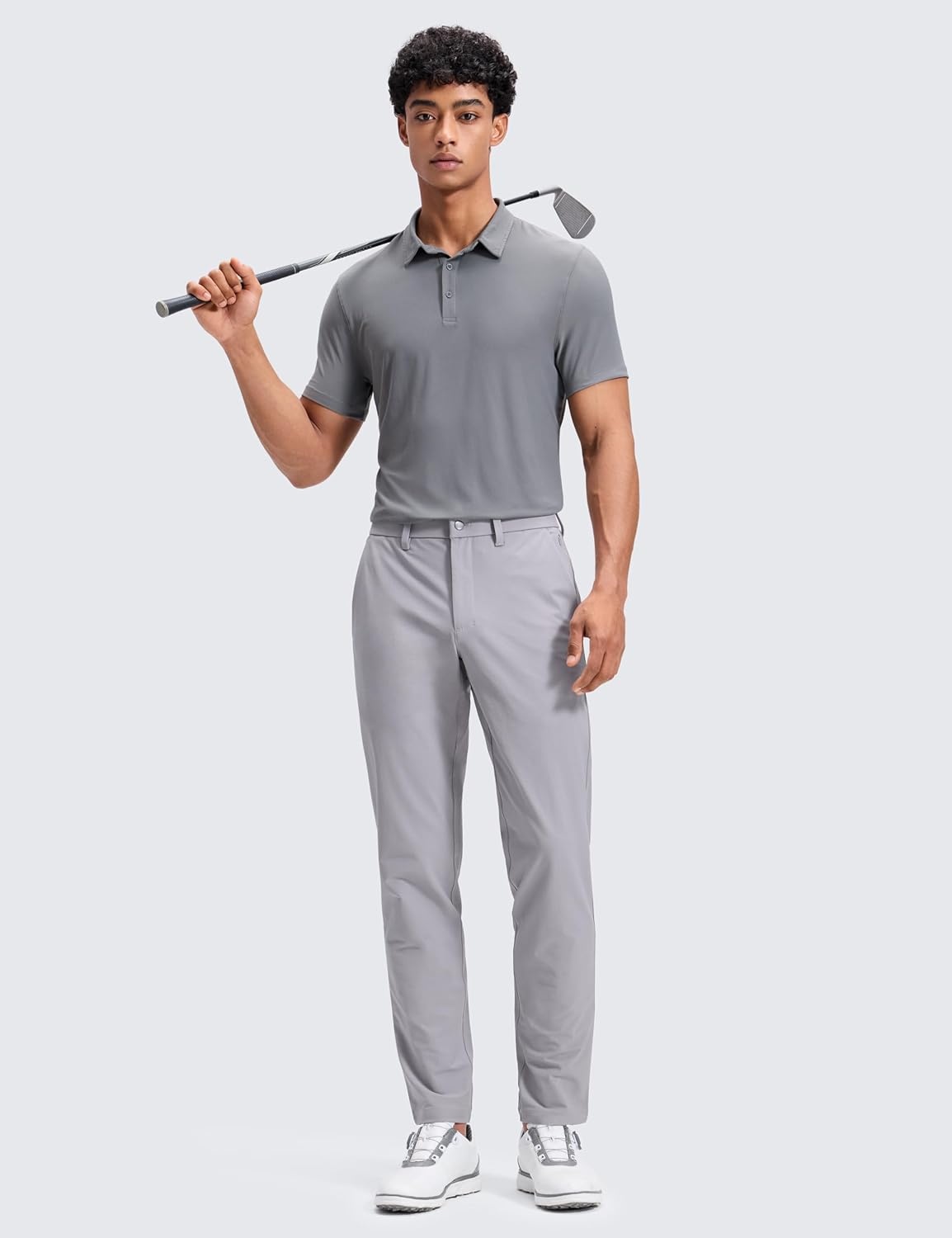image:imageCRZ YOGA Stretch Cotton Chino Pants for Men 3032 Breathable Work Casual Athletic Fit Twill Trousers with PocketsGull Gray