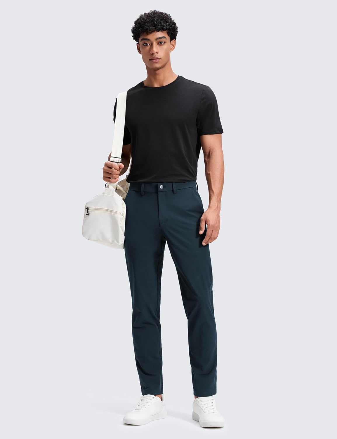 image:imageCRZ YOGA Stretch Cotton Chino Pants for Men 3032 Breathable Work Casual Athletic Fit Twill Trousers with PocketsTrue Navy