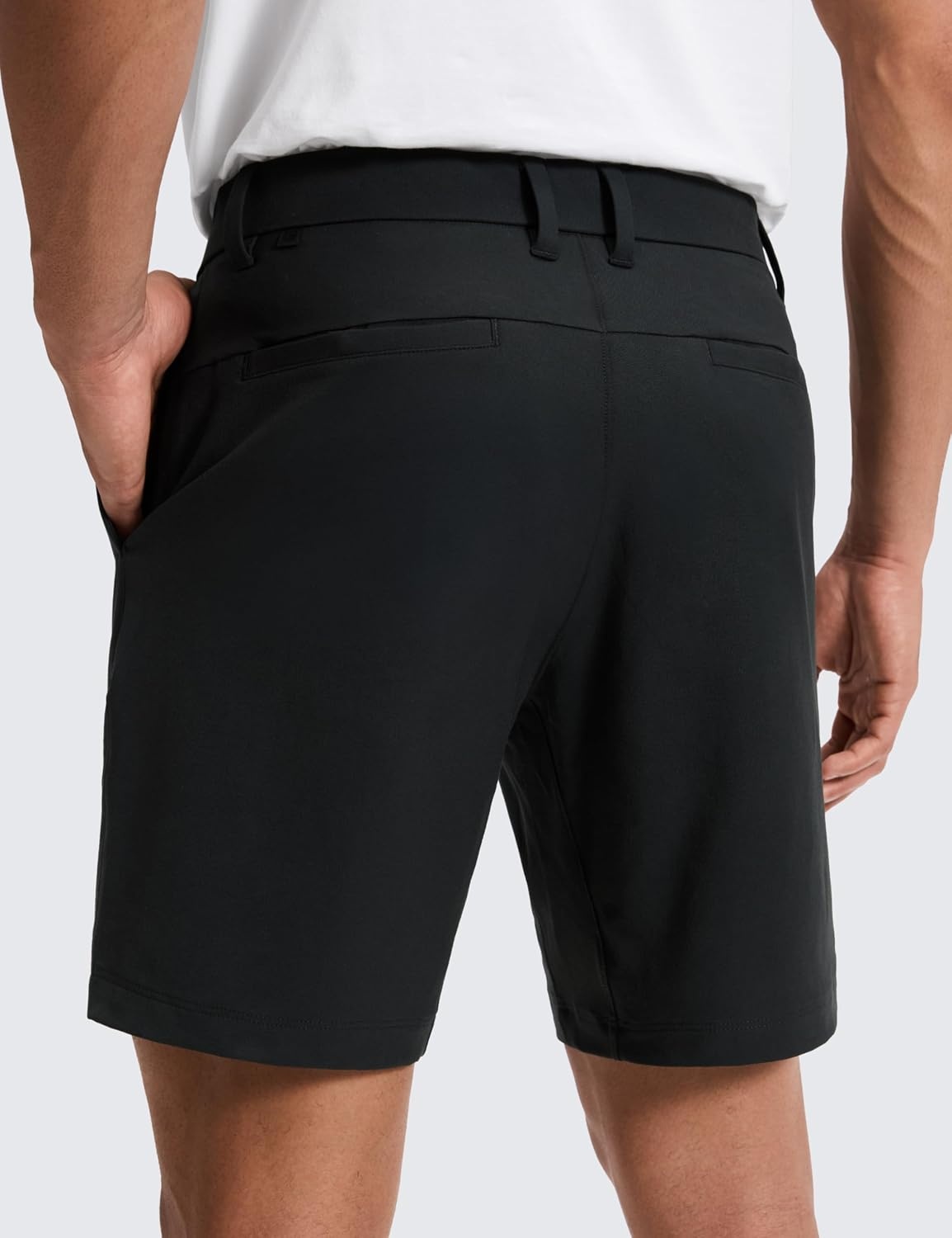 image:imageCRZ YOGA Stretch Cotton Chino Shorts for Men 7 Breathable Work Casual Classic Fit Twill Flat Front with PocketsBlack
