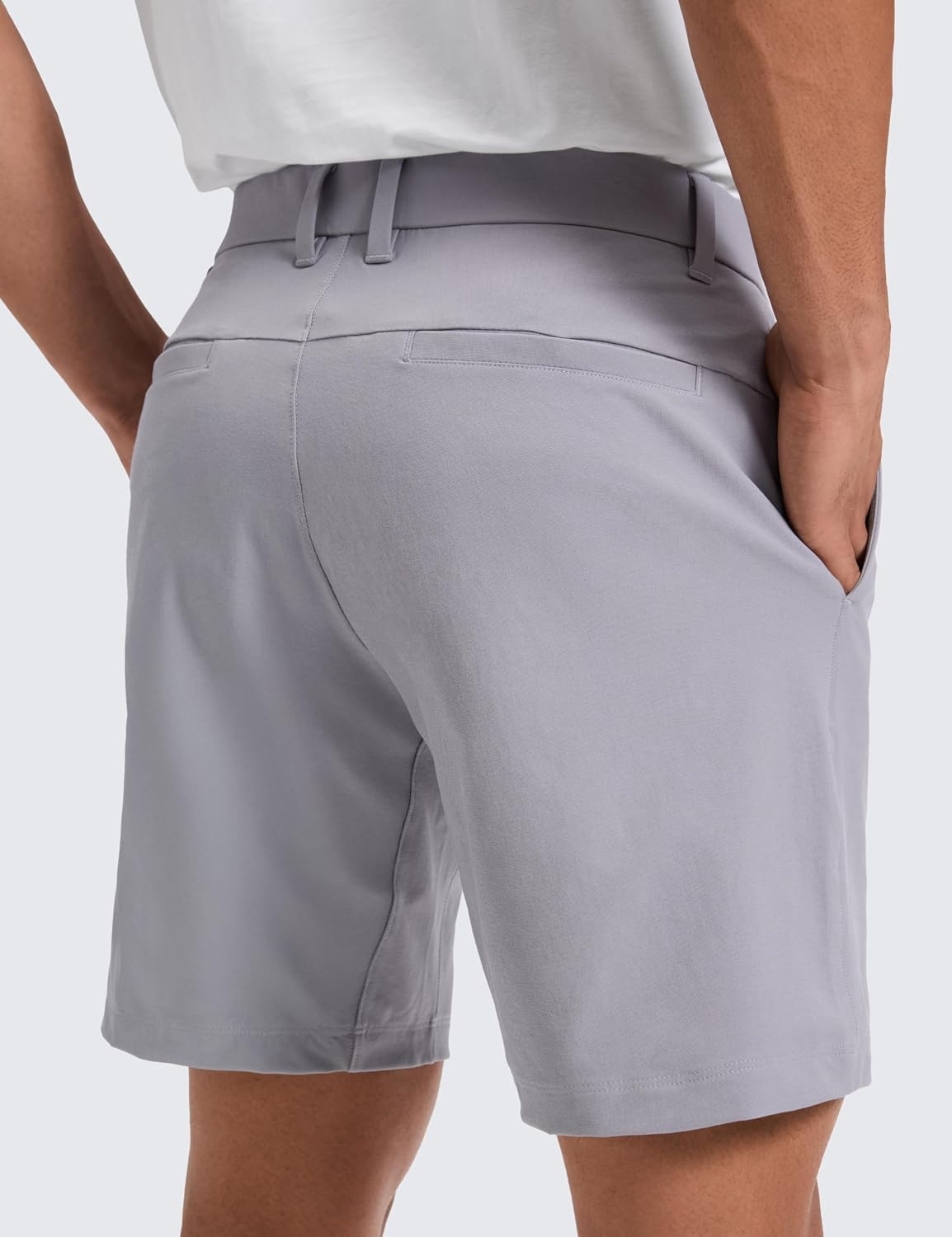 image:imageCRZ YOGA Stretch Cotton Chino Shorts for Men 7 Breathable Work Casual Classic Fit Twill Flat Front with PocketsGull Gray