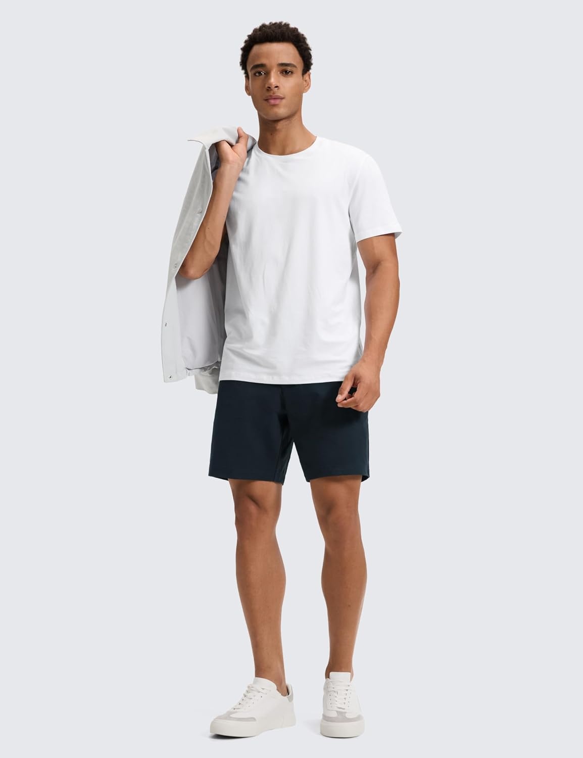 image:imageCRZ YOGA Stretch Cotton Chino Shorts for Men 7 Breathable Work Casual Classic Fit Twill Flat Front with PocketsTrue Navy