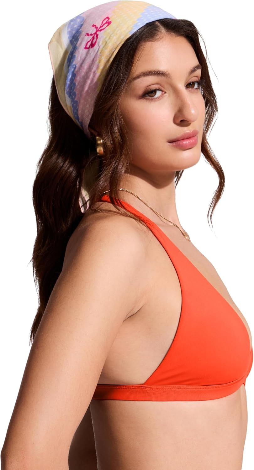 image:imageCRZ YOGA TBack Triangle Bikini Tops for Women Padded Sexy V Neck Bathing Swimsuits BraHoney Orange