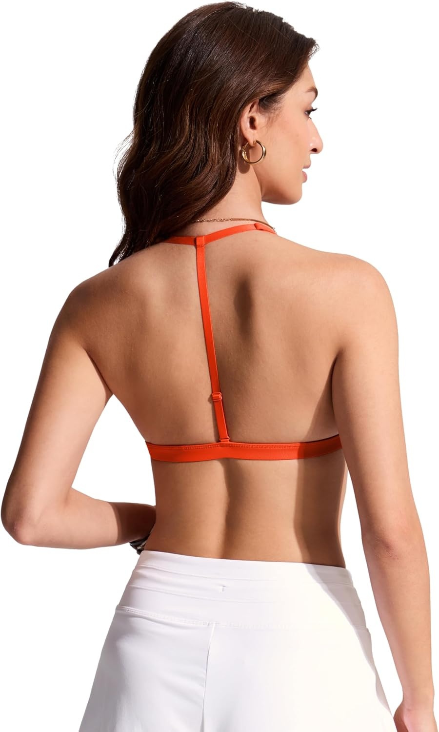 image:imageCRZ YOGA TBack Triangle Bikini Tops for Women Padded Sexy V Neck Bathing Swimsuits BraHoney Orange