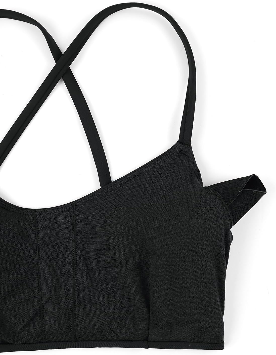 image:imageCRZ YOGA Tie Back Bikini Tops for Women Padded Lace Up V Neck Swim Bathing Suit BraBlack