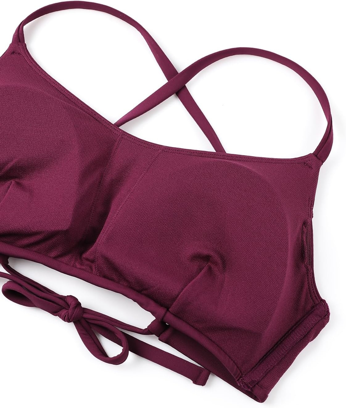 image:imageCRZ YOGA Tie Back Bikini Tops for Women Padded Lace Up V Neck Swim Bathing Suit BraFuchsia
