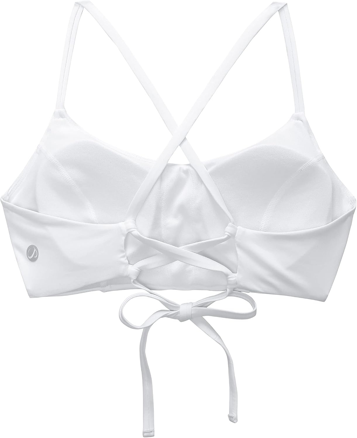 image:imageCRZ YOGA Tie Back Bikini Tops for Women Padded Lace Up V Neck Swim Bathing Suit BraWhite