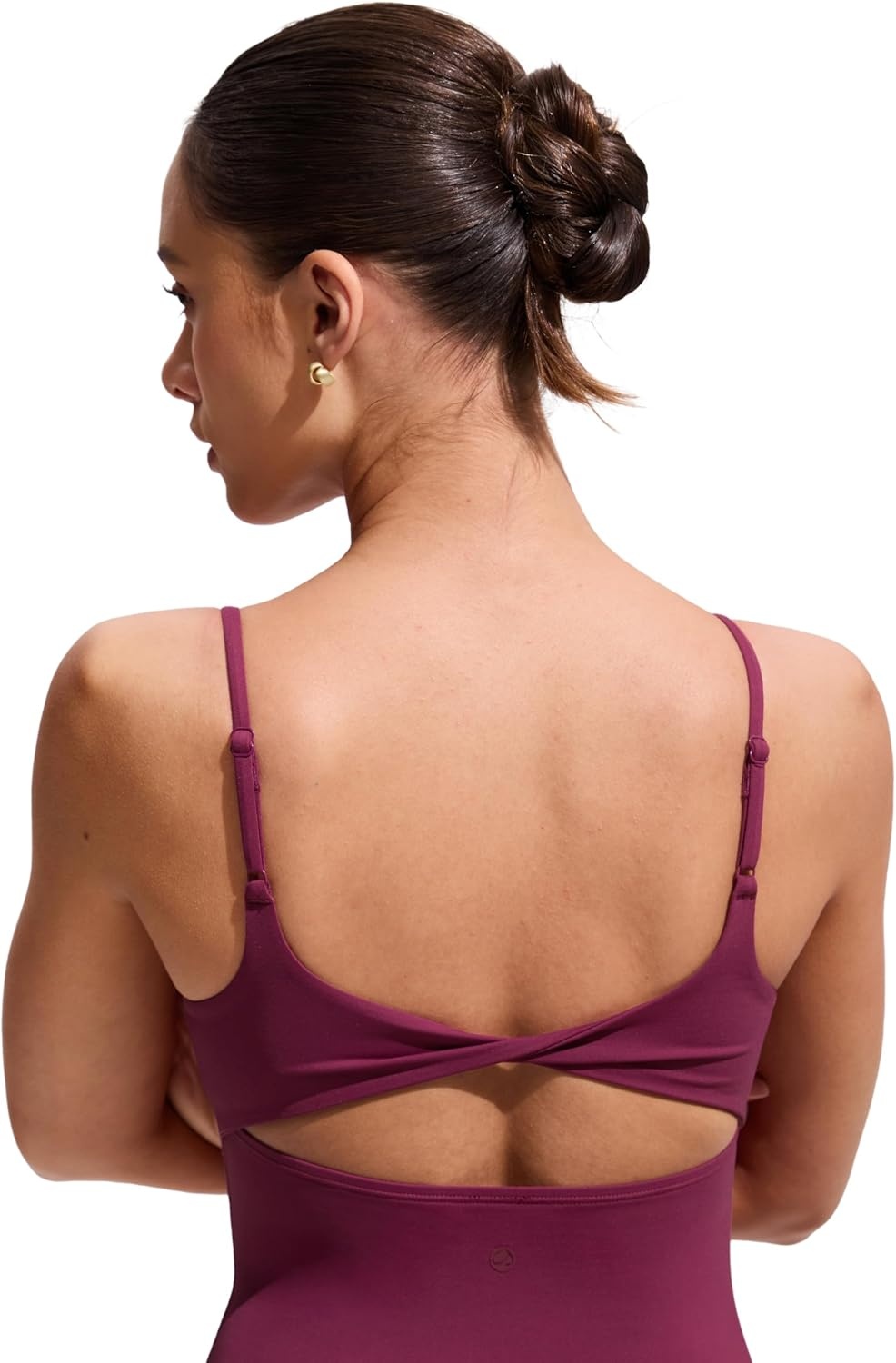 image:imageCRZ YOGA Twist Back Tankini Tops for Women Padded U Neck Bathing Suit Spaghetti Straps Swim Tank OnlyFuchsia