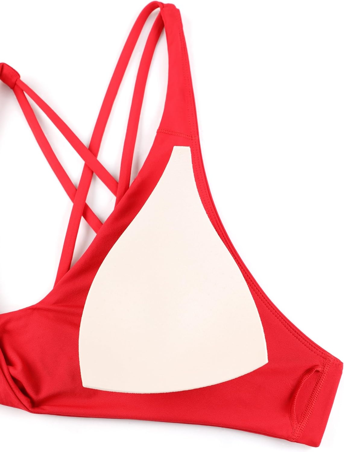 image:imageCRZ YOGA Twist Front Bikini Tops for Women Padded V Neck Criss Cross Back Triangle Sexy Swim Bathing SuitDeep Red