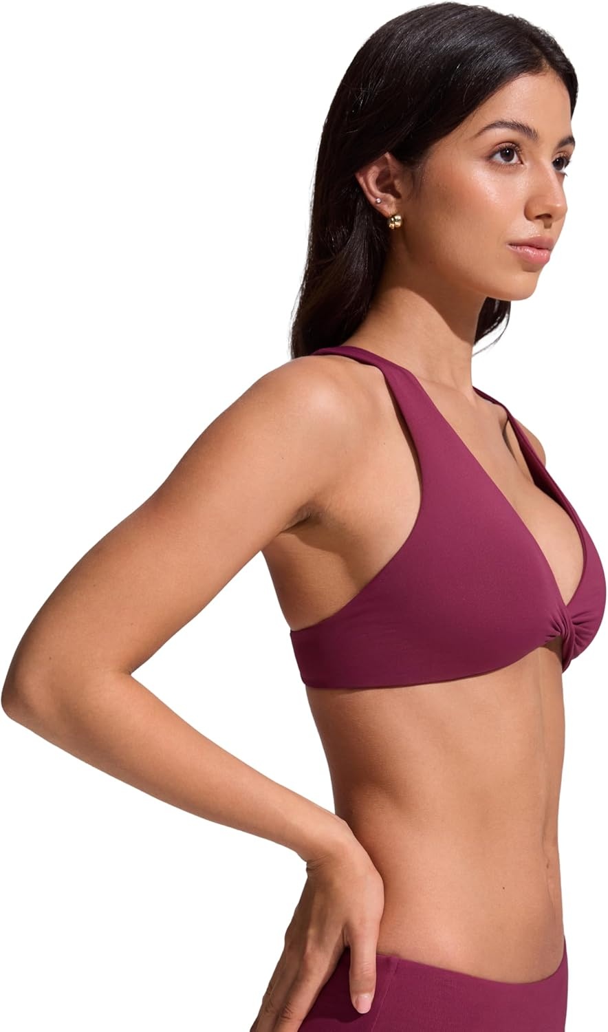 image:imageCRZ YOGA Twist Front Bikini Tops for Women Padded V Neck Criss Cross Back Triangle Sexy Swim Bathing SuitFuchsia