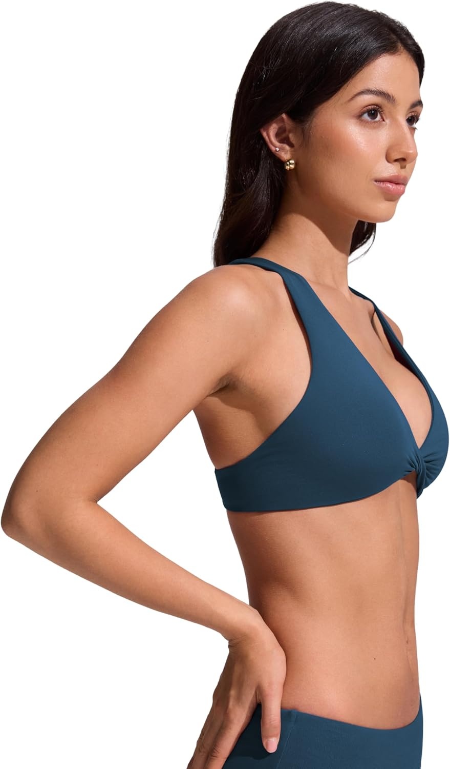 image:imageCRZ YOGA Twist Front Bikini Tops for Women Padded V Neck Criss Cross Back Triangle Sexy Swim Bathing SuitInsignia Blue