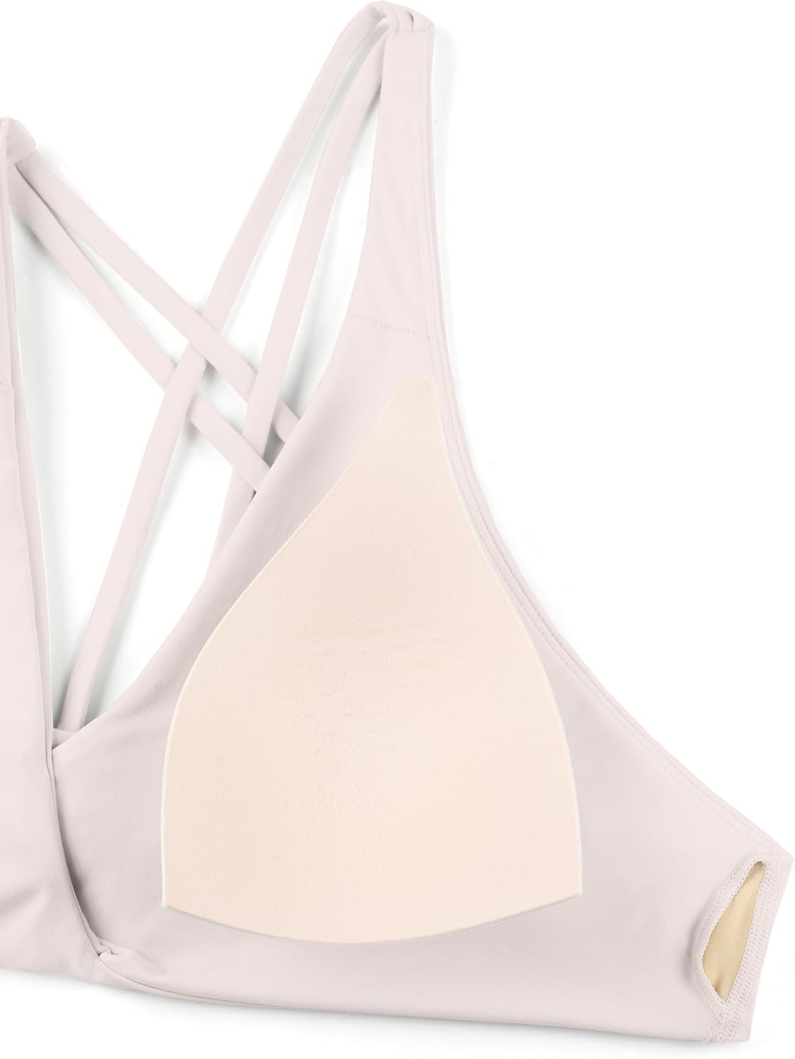 image:imageCRZ YOGA Twist Front Bikini Tops for Women Padded V Neck Criss Cross Back Triangle Sexy Swim Bathing SuitMilky White Bone