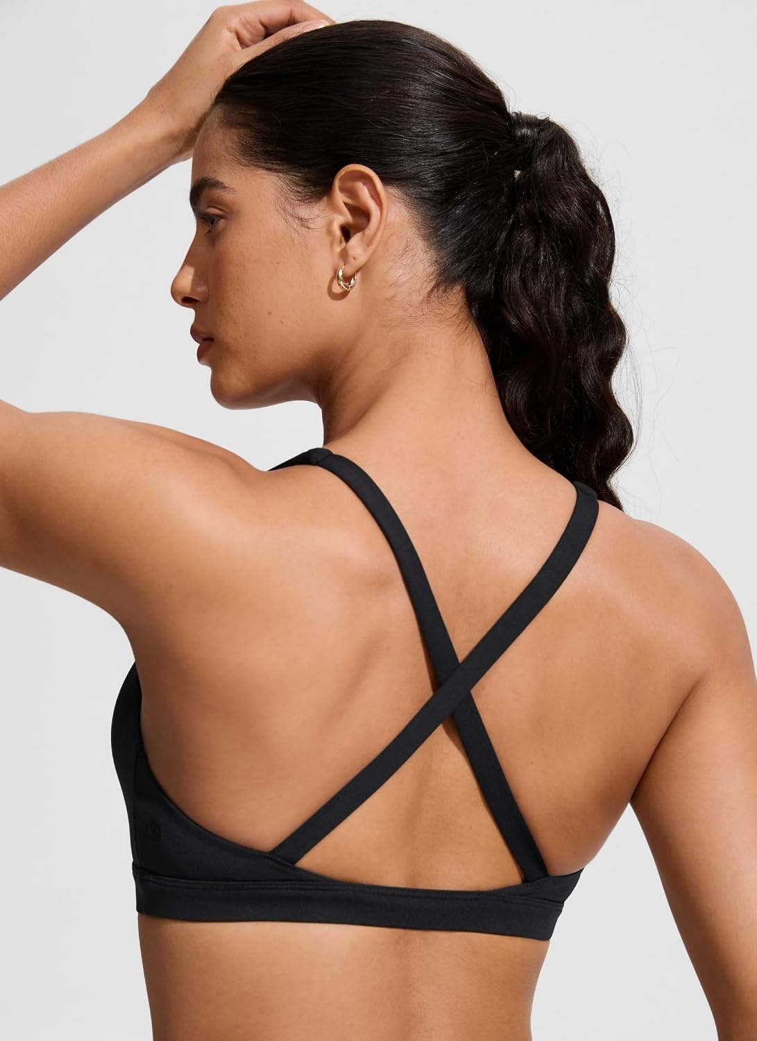 image:imageCRZ YOGA Twist Front Cut Out Bikini Tops for Women Padded V Neck Spaghetti Strap Criss Cross Swim Bathing Suit BraBlack