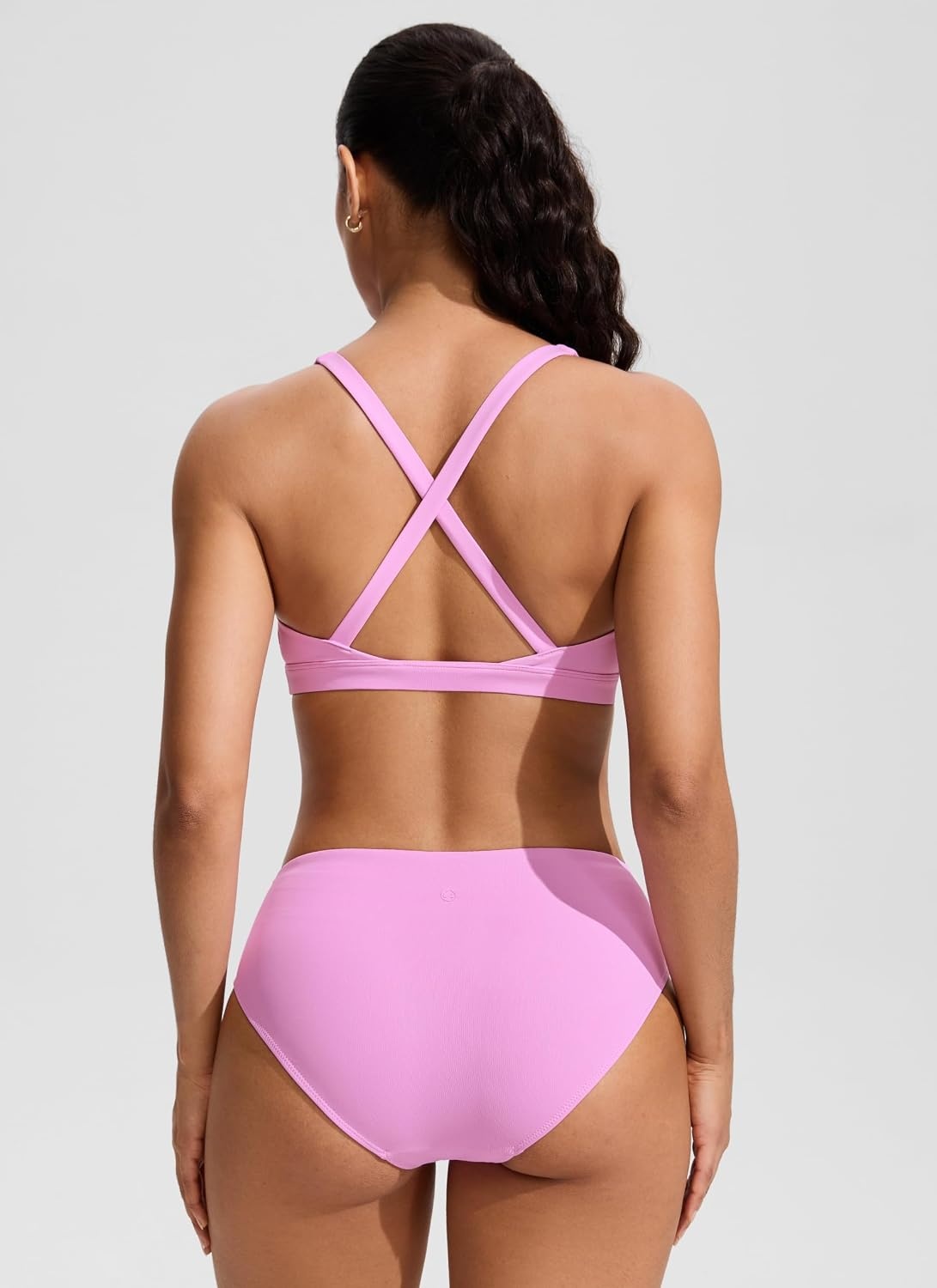 image:imageCRZ YOGA Twist Front Cut Out Bikini Tops for Women Padded V Neck Spaghetti Strap Criss Cross Swim Bathing Suit BraVita Pink