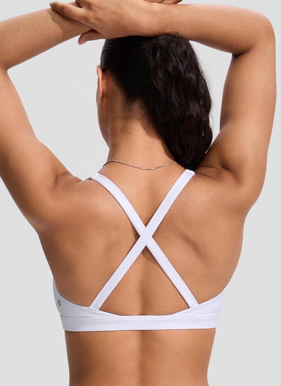 image:imageCRZ YOGA Twist Front Cut Out Bikini Tops for Women Padded V Neck Spaghetti Strap Criss Cross Swim Bathing Suit BraWhite