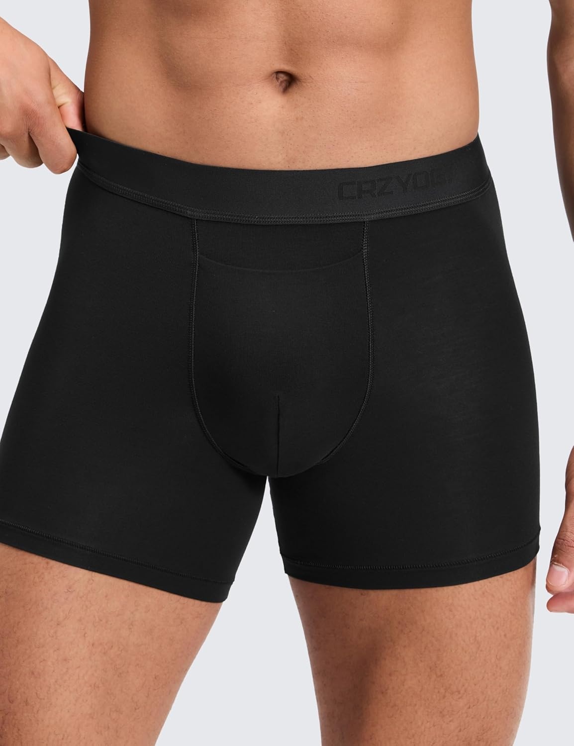 image:imageCRZ YOGA UltraSoft Modal Boxer Briefs with Fly for Men 5 Casual Underwear Moisture Wicking Breathable 3 PackBlack 3pack