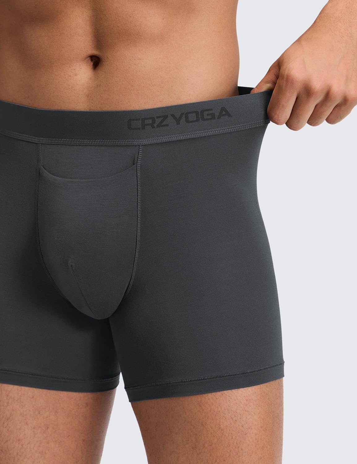 image:imageCRZ YOGA UltraSoft Modal Boxer Briefs with Fly for Men 5 Casual Underwear Moisture Wicking Breathable 3 PackBlackGreyBlue