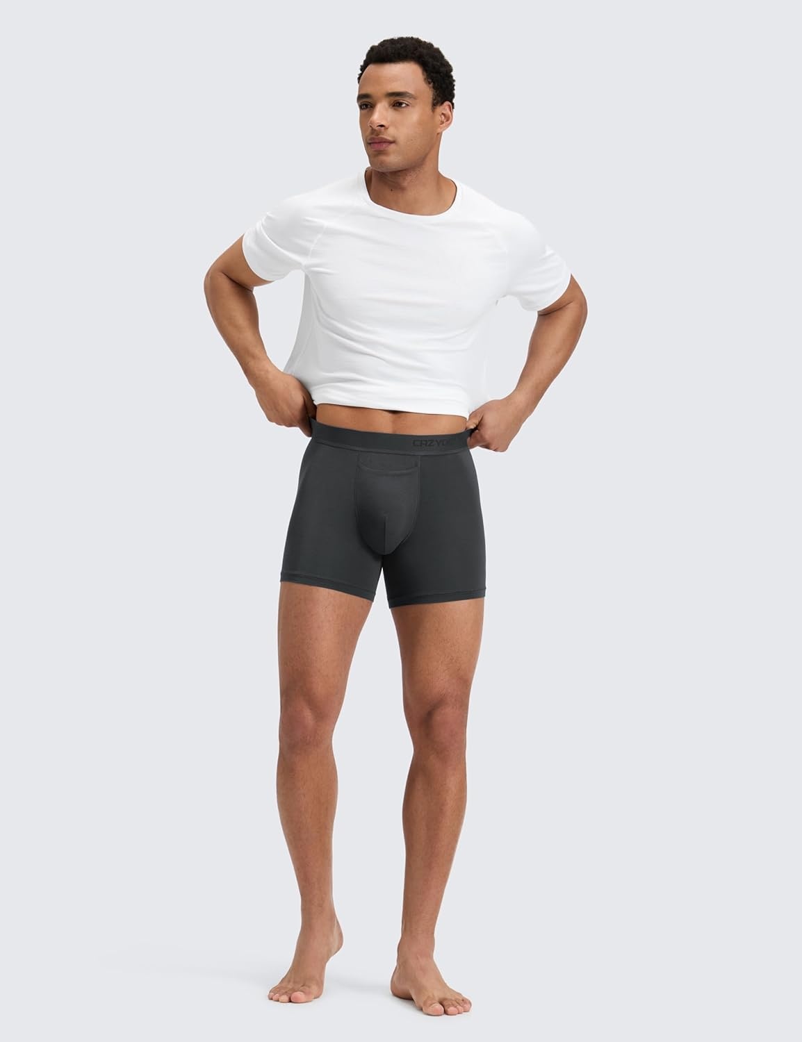 image:imageCRZ YOGA UltraSoft Modal Boxer Briefs with Fly for Men 5 Casual Underwear Moisture Wicking Breathable 3 PackBlackGreyBlue
