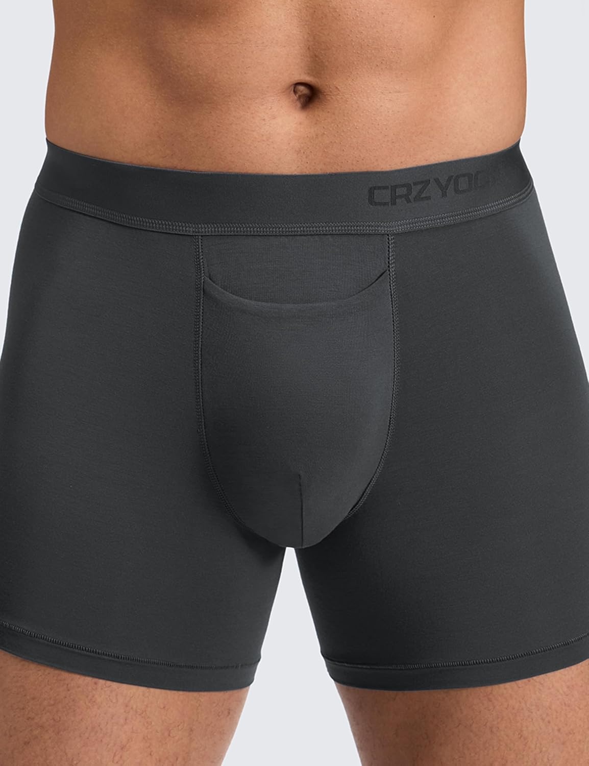 image:imageCRZ YOGA UltraSoft Modal Boxer Briefs with Fly for Men 5 Casual Underwear Moisture Wicking Breathable 3 PackBlackGreyBlue