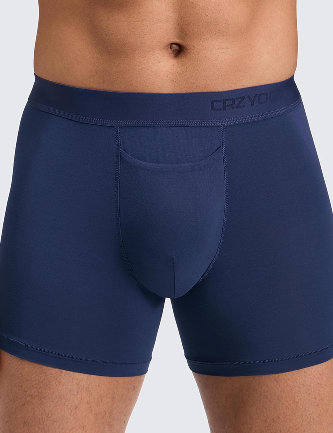 image:imageCRZ YOGA UltraSoft Modal Boxer Briefs with Fly for Men 5 Casual Underwear Moisture Wicking Breathable 3 PackNavyBlueTrue Navy