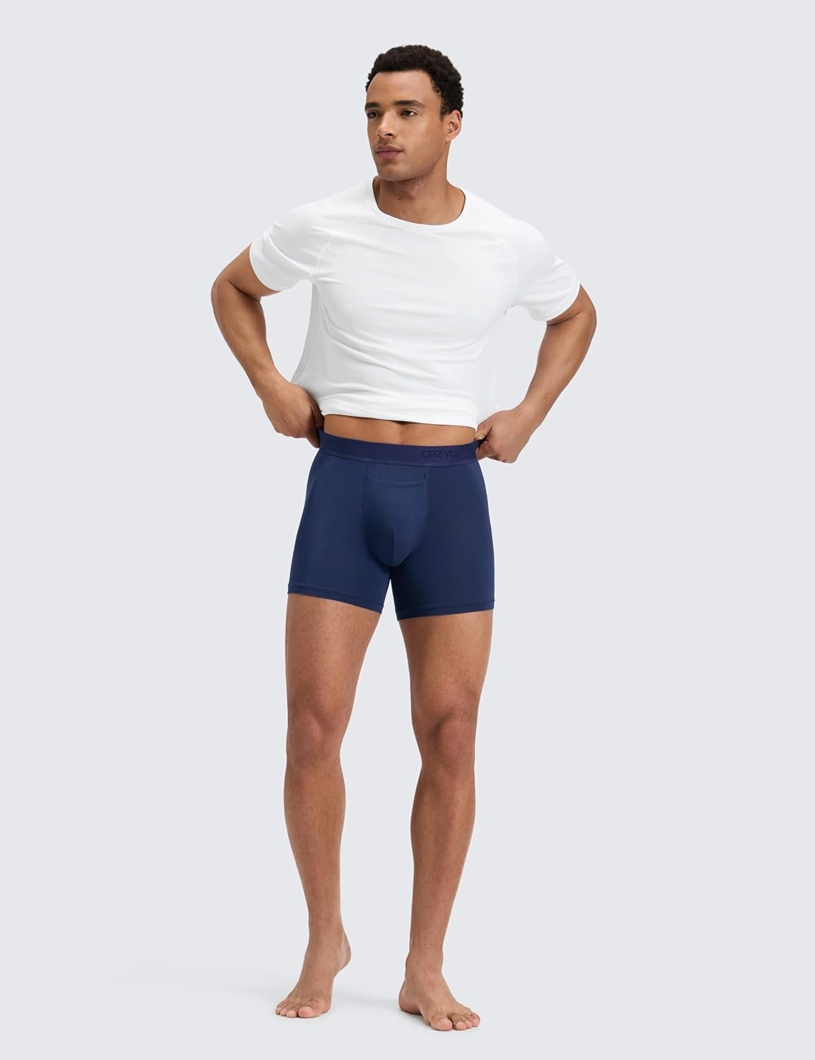 image:imageCRZ YOGA UltraSoft Modal Boxer Briefs with Fly for Men 5 Casual Underwear Moisture Wicking Breathable 3 PackNavyBlueTrue Navy