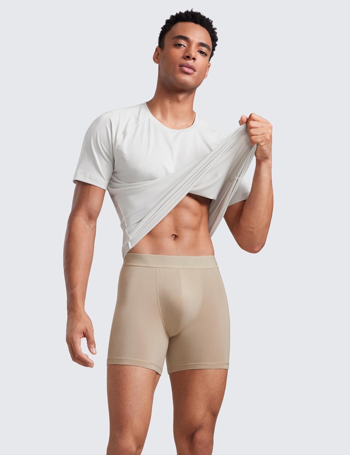 image:imageCRZ YOGA UltraSoft Modal Casual Boxer Briefs for Men 5 Double Lined Underwear Moisture Wicking Breathable 3 PackMojaveGreenWhite