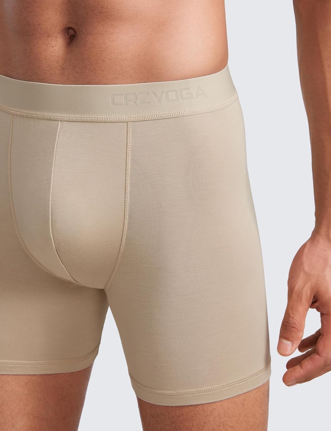 image:imageCRZ YOGA UltraSoft Modal Casual Boxer Briefs for Men 5 Double Lined Underwear Moisture Wicking Breathable 3 PackMojaveGreenWhite