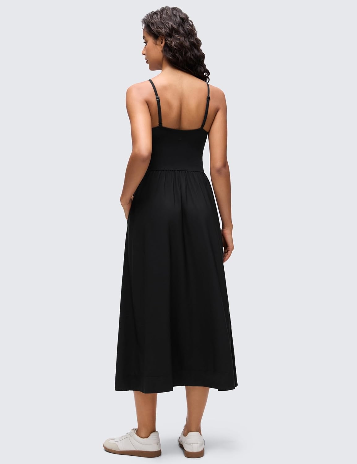image:imageCRZ YOGA V Neck Maxi Tank Dress for Women Adjustable Straps Sleeveless Flowy Casual Outfits with Two Side PocketsBlack