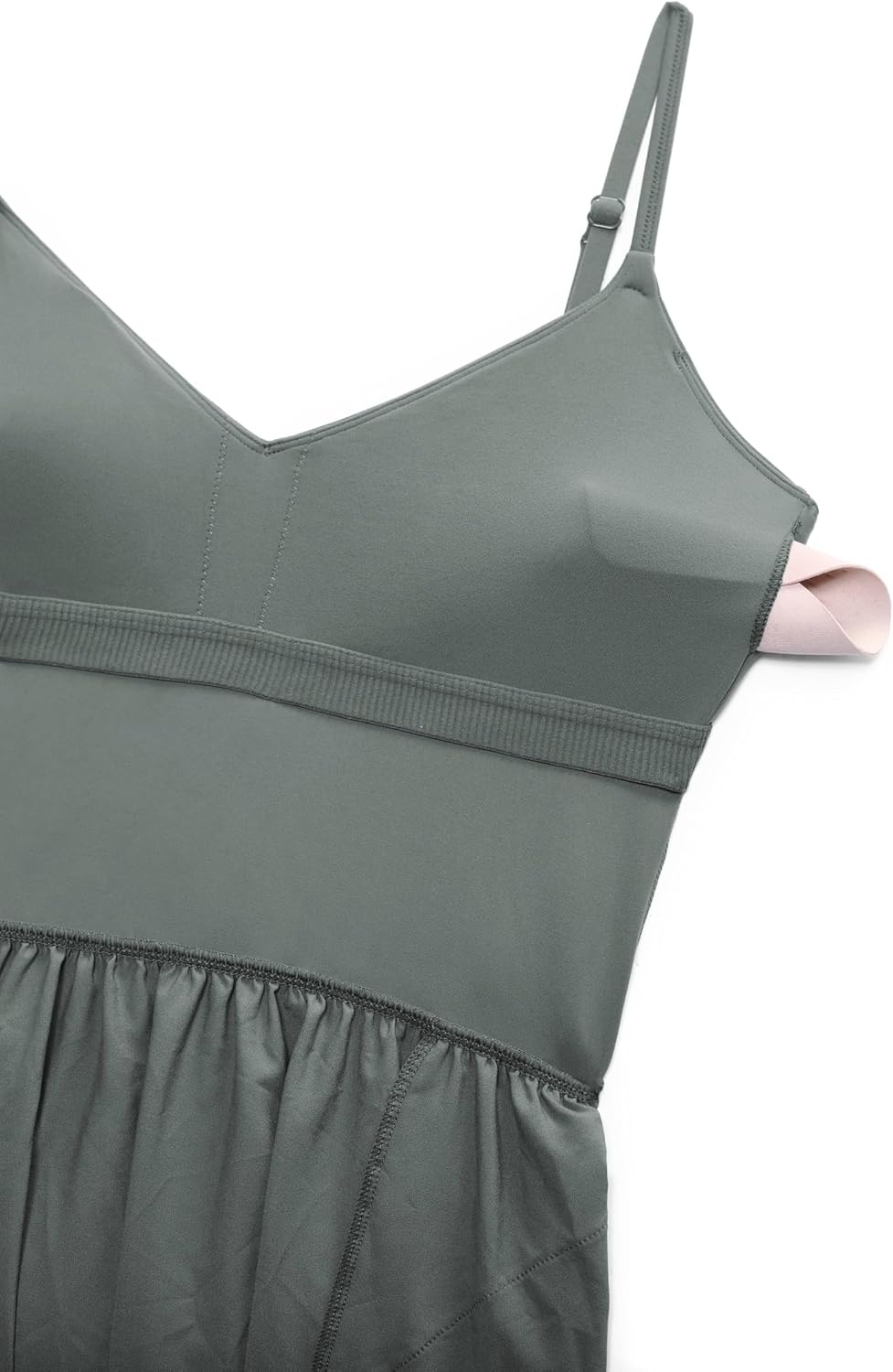 image:imageCRZ YOGA V Neck Maxi Tank Dress for Women Adjustable Straps Sleeveless Flowy Casual Outfits with Two Side PocketsGrey Sage