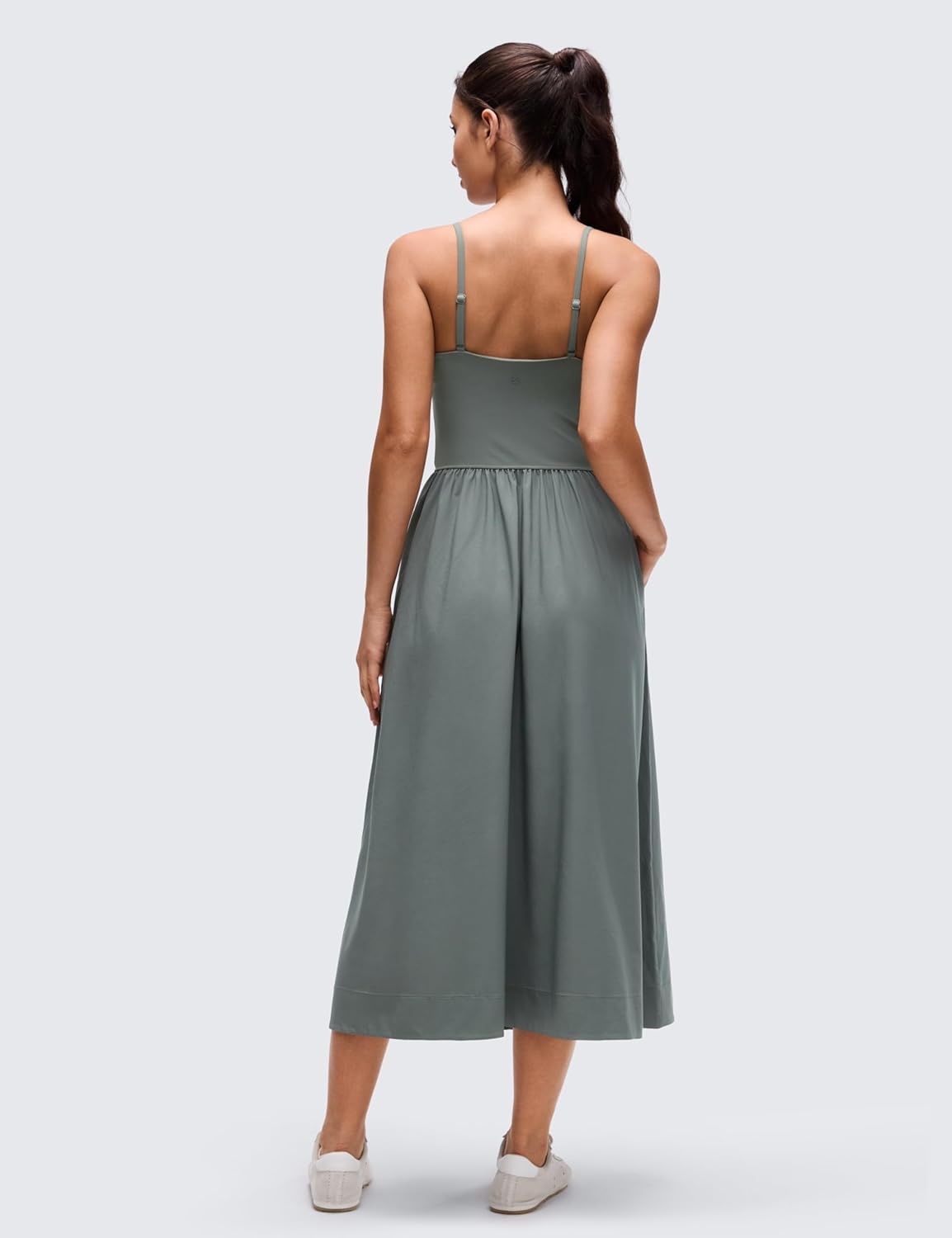 image:imageCRZ YOGA V Neck Maxi Tank Dress for Women Adjustable Straps Sleeveless Flowy Casual Outfits with Two Side PocketsGrey Sage