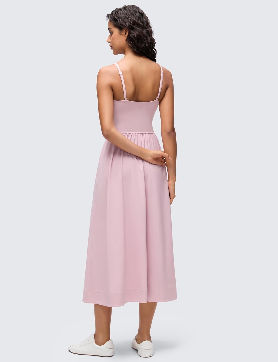 image:imageCRZ YOGA V Neck Maxi Tank Dress for Women Adjustable Straps Sleeveless Flowy Casual Outfits with Two Side PocketsPink Haze