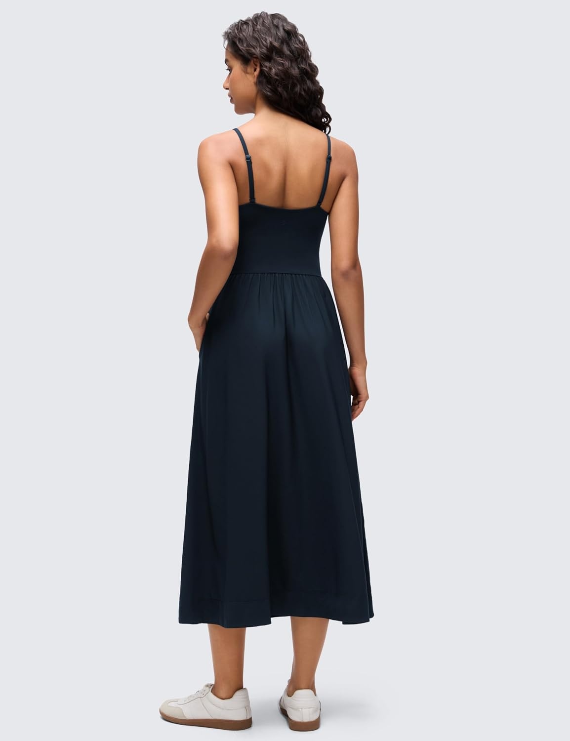 image:imageCRZ YOGA V Neck Maxi Tank Dress for Women Adjustable Straps Sleeveless Flowy Casual Outfits with Two Side PocketsTrue Navy